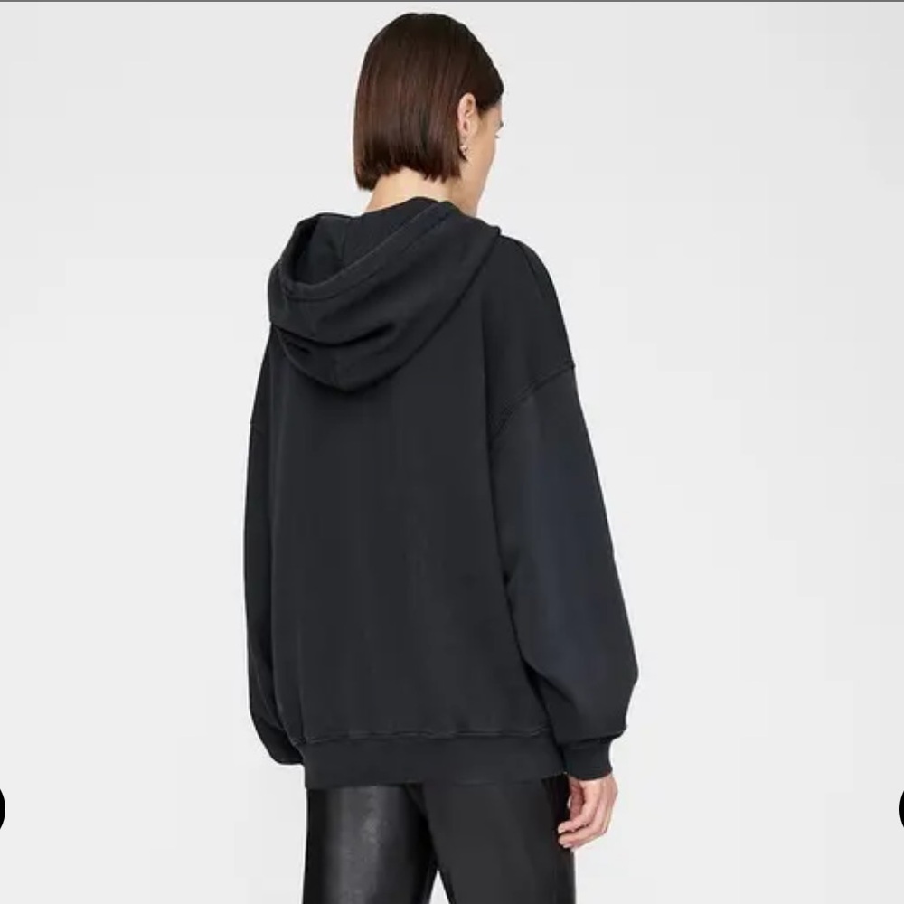 NWT Anine Bing $220 Faded Black/Grey Logo Hoodie XXS (VERY oversized) 23” PTP - Picture 3 of 11